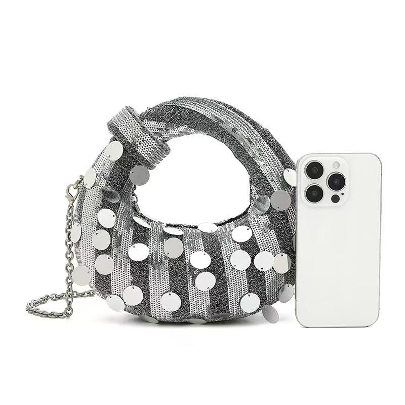 Niche Design Full Diamond Dumpling Bag Hand Bag Female Celebrity Dinner Bag Casual Versatile Handbag Rhinestone Bag