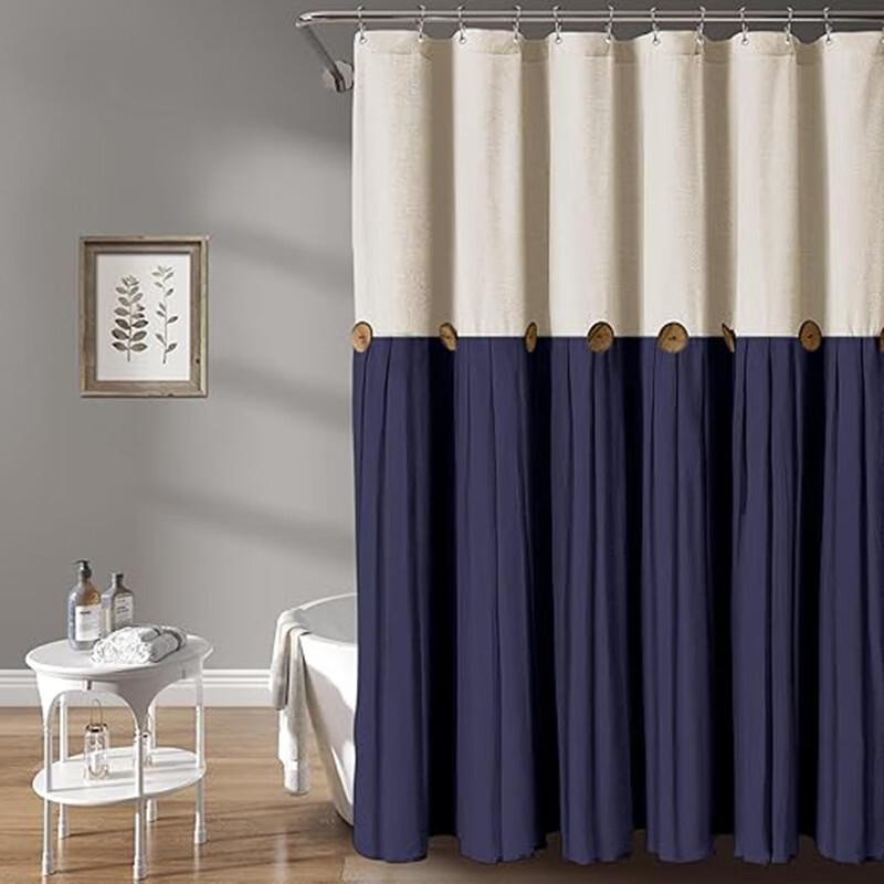 Handoon Button-Stitched Ruffled Shower Curtain
