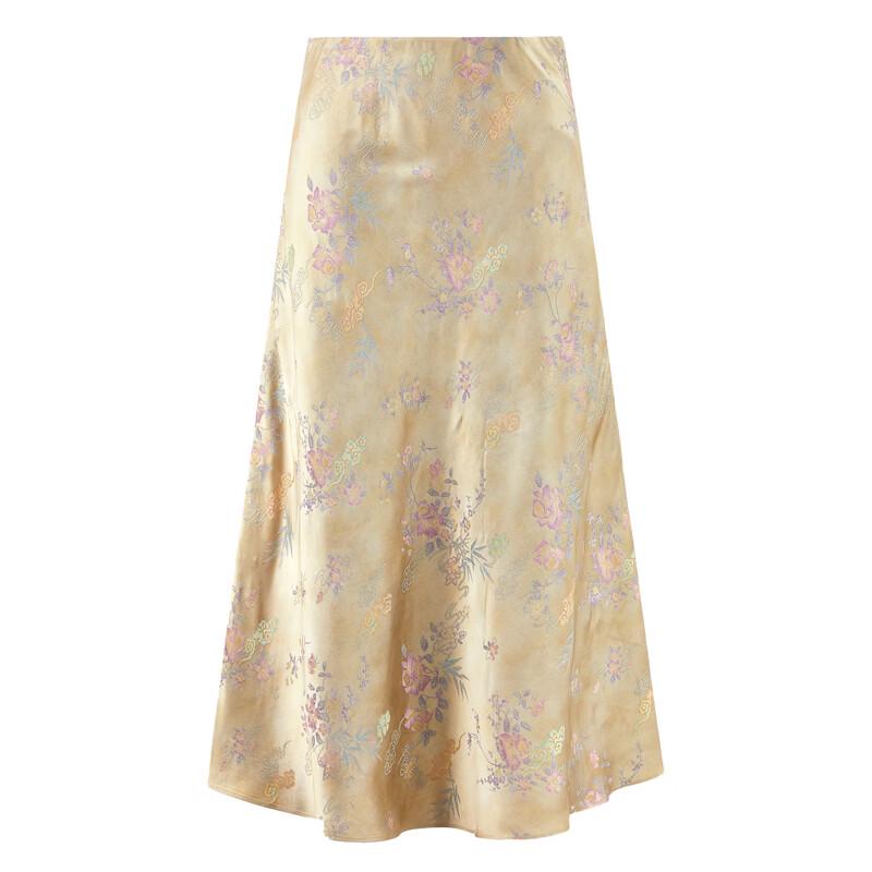 Women's New Chinese Style Floral Print Fishtail Midi Skirt
