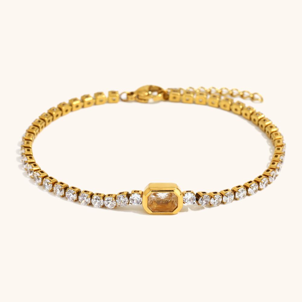 La.Muses Elastic Cubic Zirconia Stainless steel Woman's Bracelet Fashion Luxurious Zircon Party Accessories