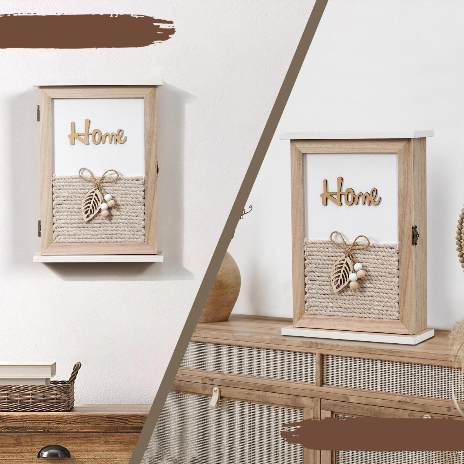 Wooden Key Box Entryway Organizer Vintage Cabinet Wall Mounted for Doorway Hallway Office