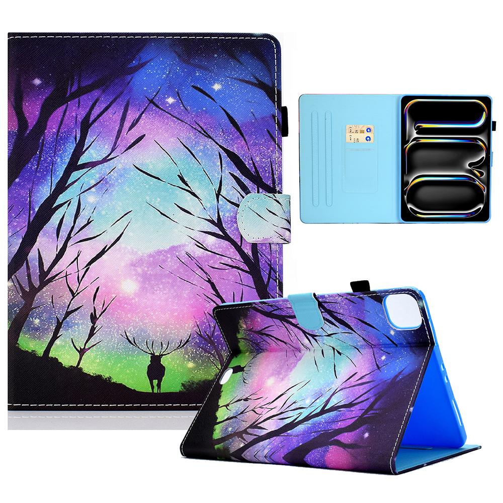 For iPad Pro 11 (2025)/11 (2024) Case PU Leather+TPU Tablet Protective Cover Pattern Printing Full Protection Shell