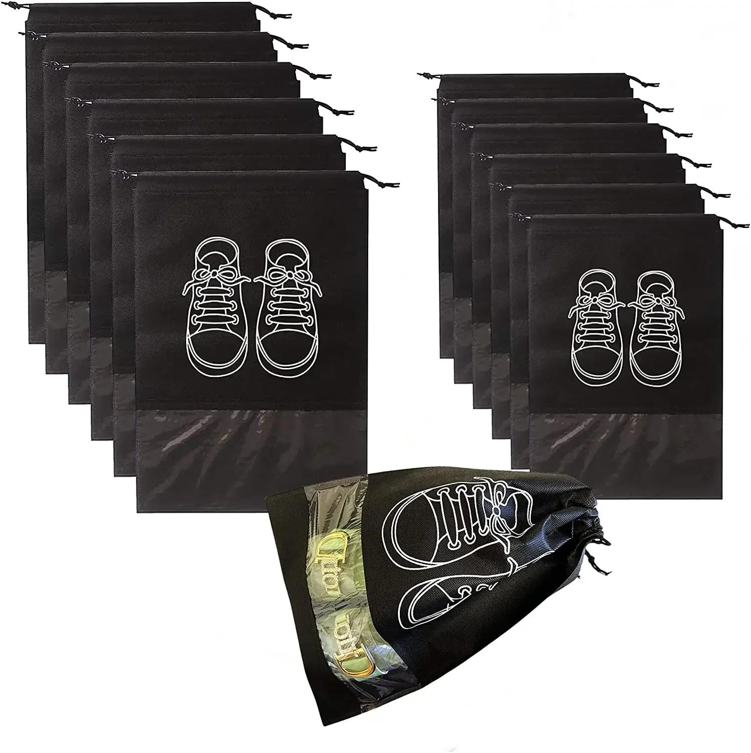 4PCS Shoes Storage Organizer Bags Non-Woven Shoe Dust Bags Portable Travel Shoe Bag Shoes Storage Packing Pouch Organizers