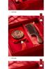Red Bridal Comb & Mirror Set: Elegant Wedding Accessories for Women