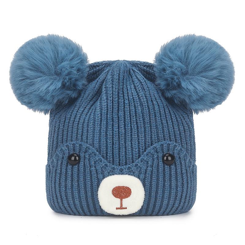 NORTHWOOD Winter Warm Baby Fur Ball Knitted Hat Cute Boys Girls Cold-proof Woolen Knitted Beanies Hat Soft Children's Hat
