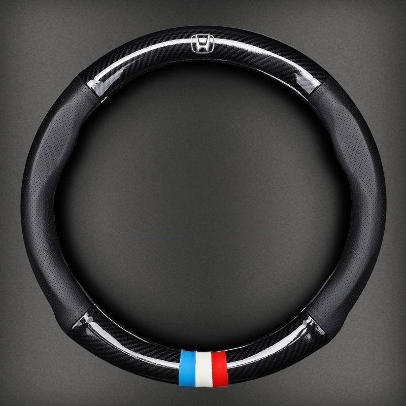 Carbon Fiber Leather Steering Wheel Cover For Honda civic accord fit jazz pilot CRV odyssey city HRV Auto Interior Accessories TO0