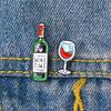 Red Wine Glass Bottle Pins Brooches Badges Hard Enamel Pins Backpack Bag Hat Leather Jackets Fashion Accessory Super White G