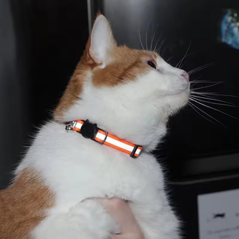 Cartoon Cat Head Reflective Pet Collar Colorful Bell Adjustable Safety Neck Strap Fashion Pet Collar For Kitten Puppy Small Dog