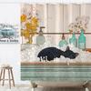 Peaceful Cat Shower Curtain Set Sleeping Feline Art Waterproof Bathroom Shower Curtain Serene Window Scene Print Cozy Home Decor