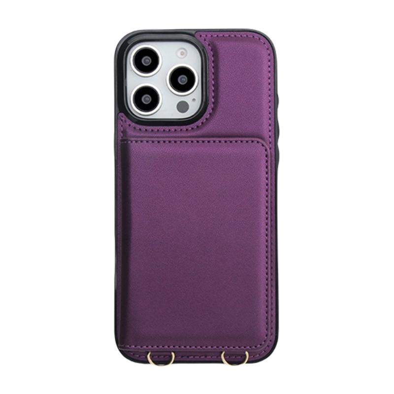 Magnetic Closure Cover for Phone 16 Series Kickstand Case with Card Holder Lanyard Shoulder Strap