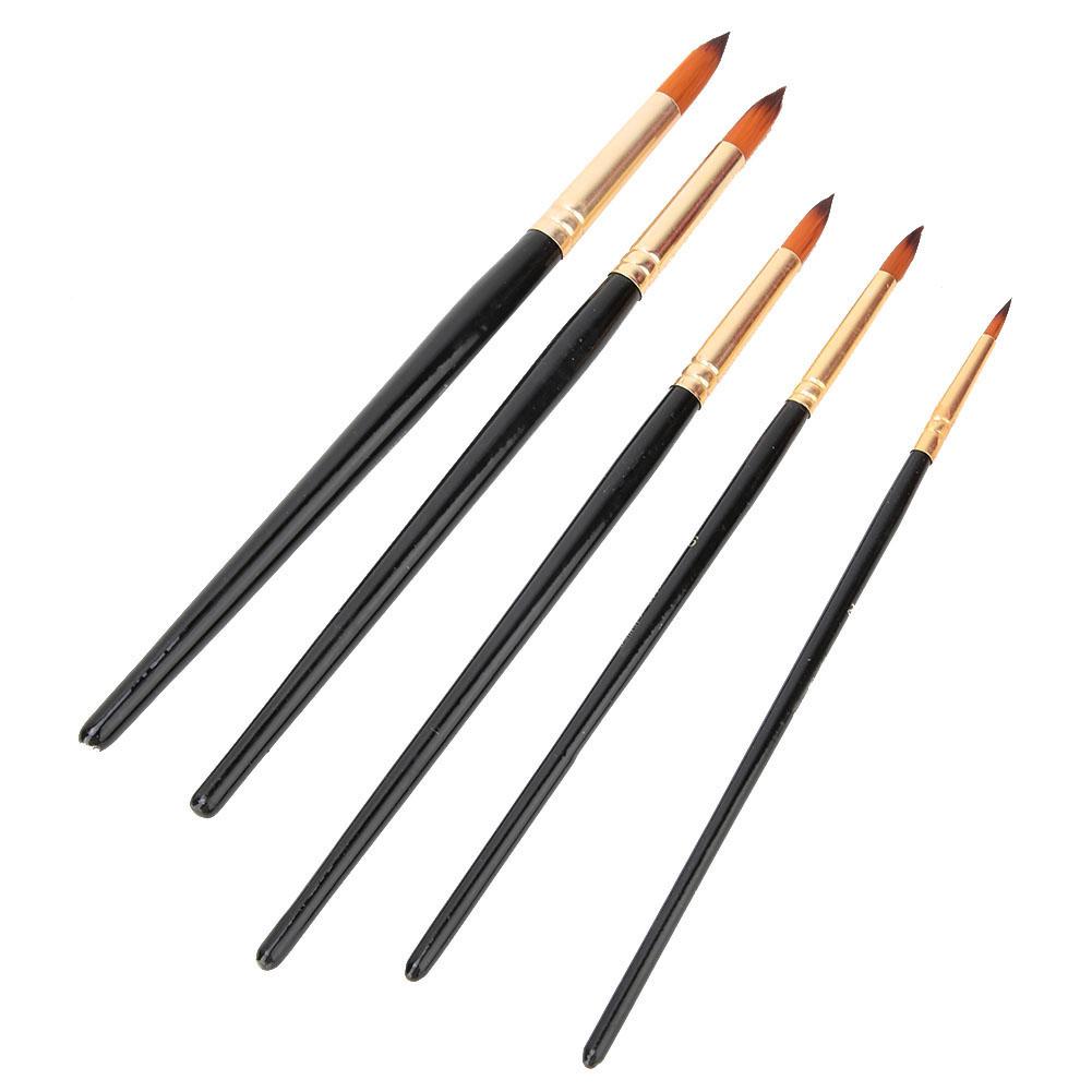 

Набор из 5 кистей для акварели с нейлоновым волосом и черной ручкой для рисования(круглый)