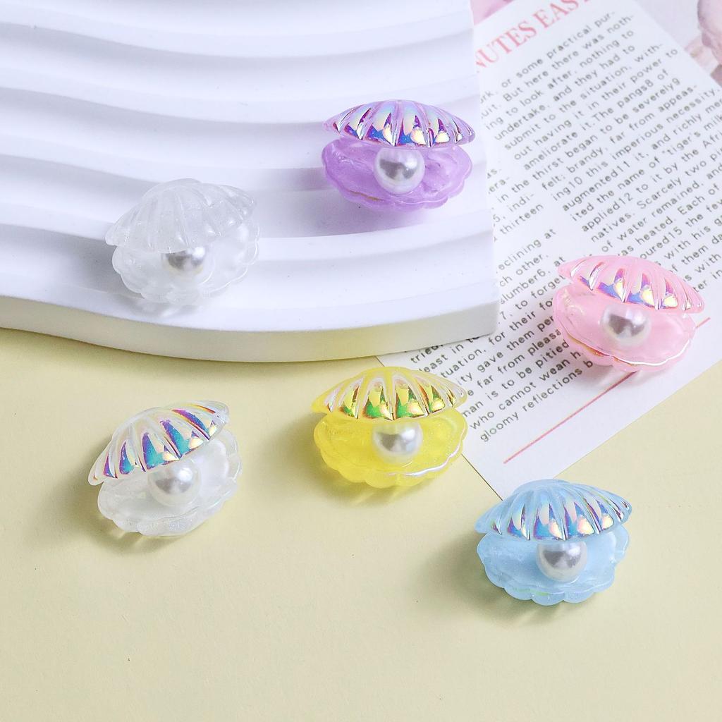 5/10pcs Mini Colorful Pearl & Resin Shell DIY Handmade Accessories Hair Clips Phone Case Decoration Material Mermaid Party Decor