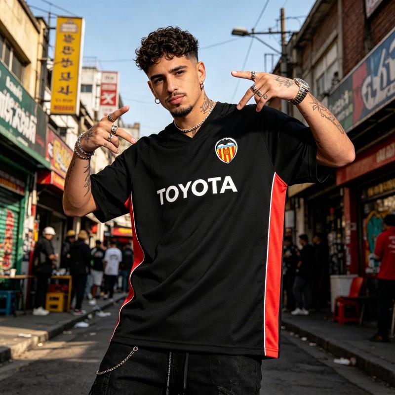 Camisa de Futebol Vintage do Valencia FC Masculina Feminina Manga Curta Top de Futebol Retrô 1999 2000 2006 Uniformes Streetwear Casual