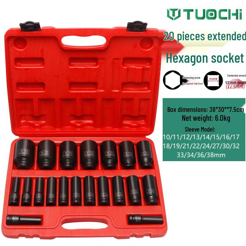 1/2 Inch Extended Heavy Duty Air Impact Socket Wrench Set (34-36mm)