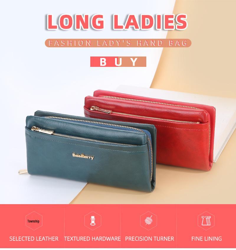 Baellerry Women's Long Wallet: Korean Style Clutch with Multi-card Slots and Mobile Phone Holder.