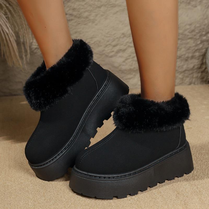 Fashion New Womens Snow Boots Fashion Thick Bottom Cotton Boots Plush Warm Winter Boots for Women Suede Casual Ankle Booties Botas Mujer