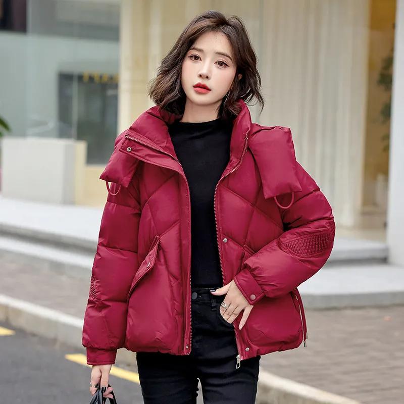 Women Winter Thickened Warm Loose Jacket Long Sleeve Hooded Cozy Top