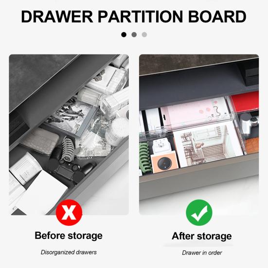 Separator de sertare transparent, lungime reglabilă, durabilitate ridicată, instalare simplă, separator de sertare extensibil