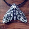 Lightweight Alloy Skull Moth for Head Necklace Pendant with Cord Jewelry Decorat
