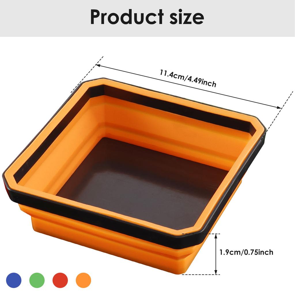 4Pcs Collapsible Magnetic Screw Tray Silicone Screw Bowl Tool Part Storage Box Plumber Carpenters Tool Organizer Magnetic Tray