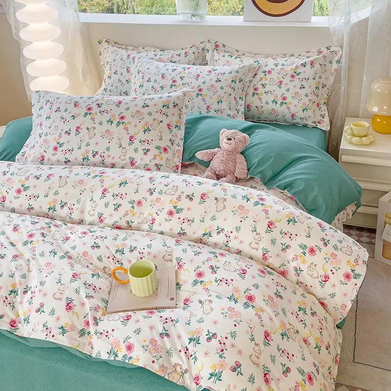 Girls Boys New Bed Linen Lucky Dog Bedding Set Cute Cartoon No Filler Twin Full Size Duvet Cover Flat Sheet Pillowcase Fashion