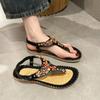 Fashion Summer Designer Casual Bohemia No Heel Sandals for Women 2025 Comfortable Anti Slip Hot Luxury On Sale Wholesale Vip Woman Shoes