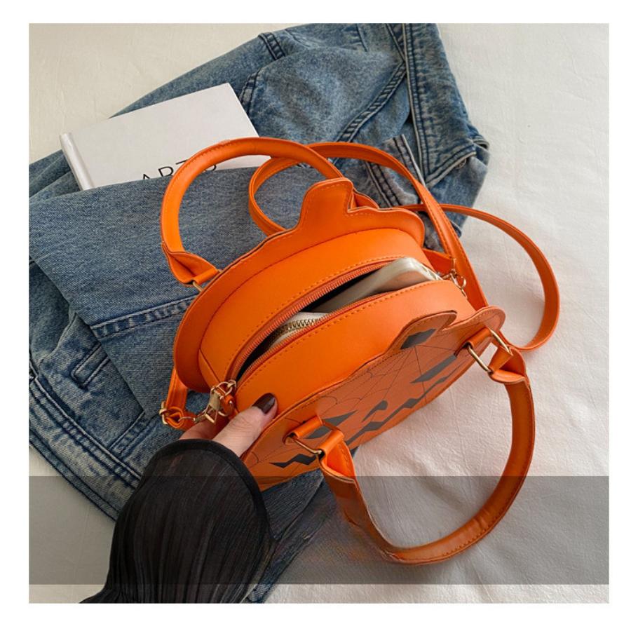 Funny Pumpkin Shaped Crossbody Bag for Women Faux Leather Shoulder Handbag KTB