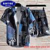 Men's Three-Piece Casual Sports Suit: Loose Beach Shorts with a Versatile Floral Shirt, Ideal for Coupled or Group Matching.
