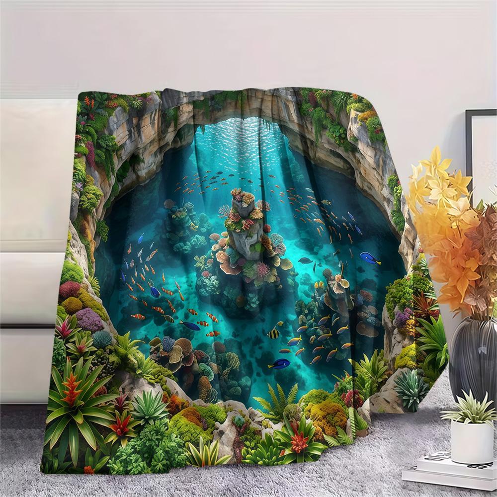 1PC 3D visual effects Print FlAannel Blanket, High quality Comfortable for All Seasons, Home Decor, Warmth and Comfort