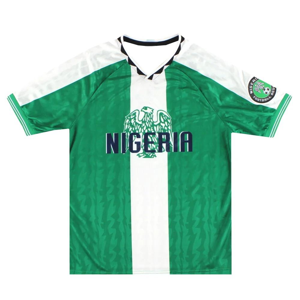 Retro Nigerian-style Soccer Jersey for Families and Children, Quick-drying and Breathable V-neck Short-sleeved Soccer Training T-shirt, Fan Style.
