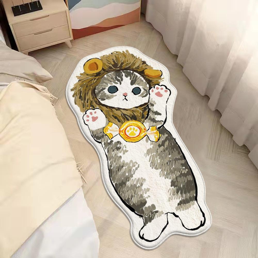 Irregular Cartoon Cat Carpet Faux Cashmere Bedside Rug Bedroom Area Rugs for Sofa Coffee Table