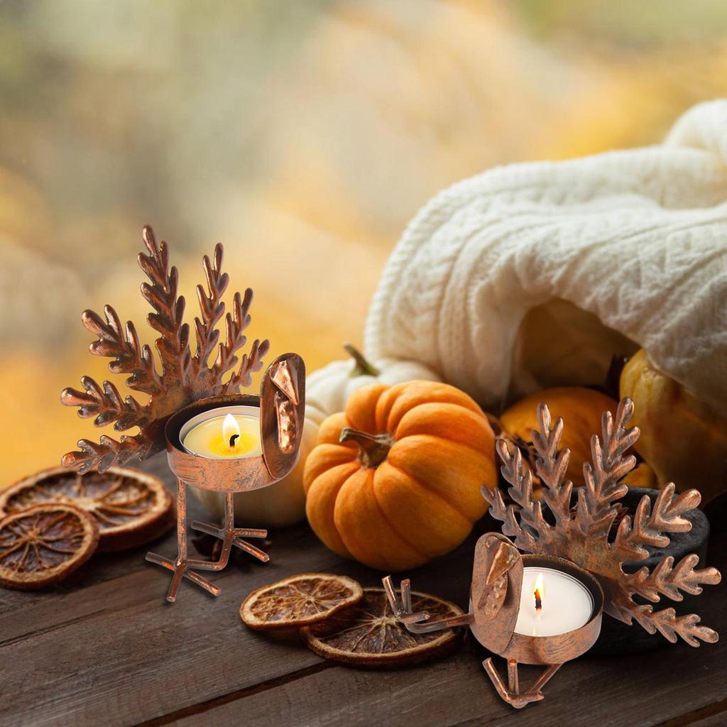 Elegant Turkey Candle Holder for Thanksgiving Decor - Stylish Table Centerpiece Fall Festivities