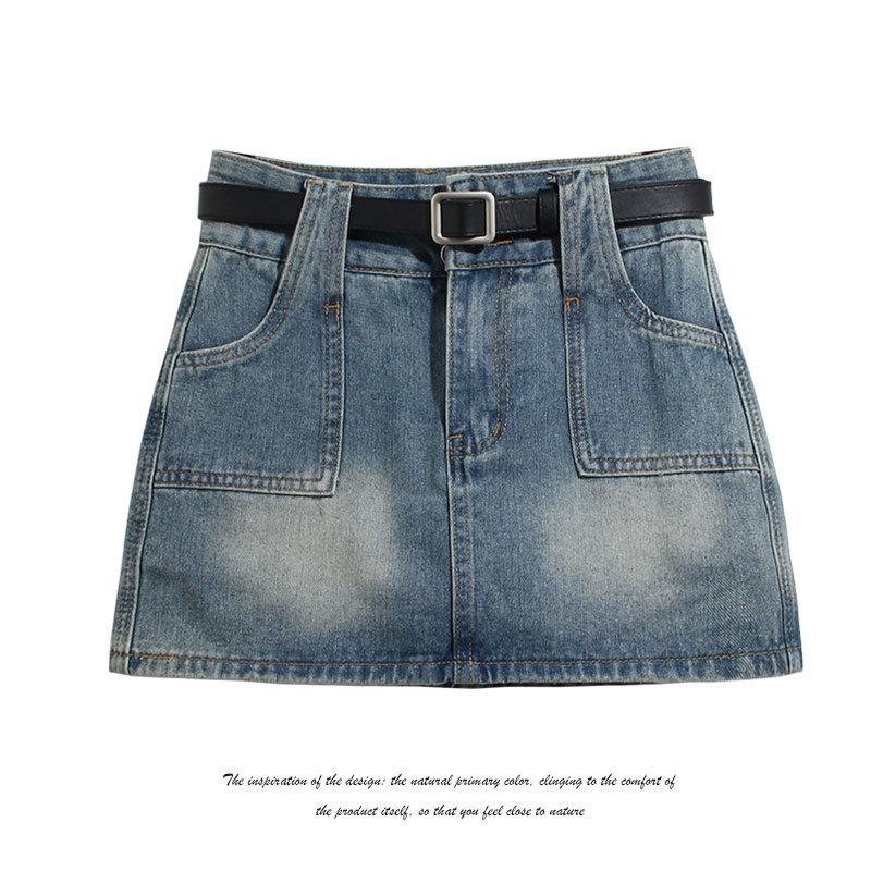 

Уникальная короткая юбка-брюки с очаровательным дизайном, двойная пряжка, слово «A Word», полуоблегающая юбка с высокой талией, пакет, бедра, ретро-юбка, женская летняя модная джинсовая короткая юбка L синий