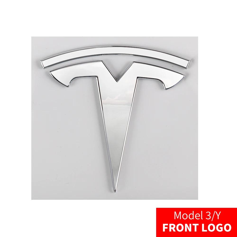 Car Sticker Tesla Tesla Car Front Emblem Rear Trunk Emblem Sticke for Model 3 Mode Y Metal Logo Replacement Rear and Rear Logos 