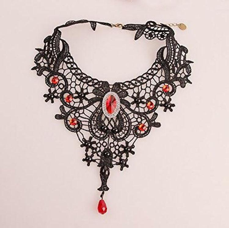 European And American Gothic Lace Collarbone Chain Women's Choker Simple Black Punk Accessory Collar