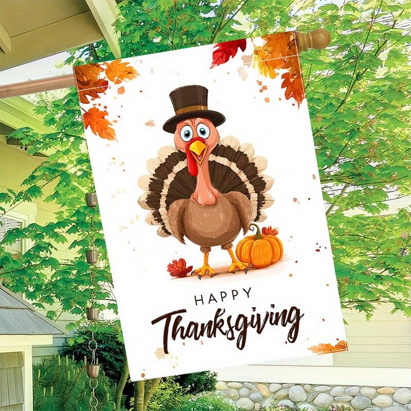1pc of Autumn-Themed Garden Flag Featuring a Pumpkin, Maple Leaf, And Turkey for Thanksgiving , Double-Sided Outdoor Decoration for Your Yard.