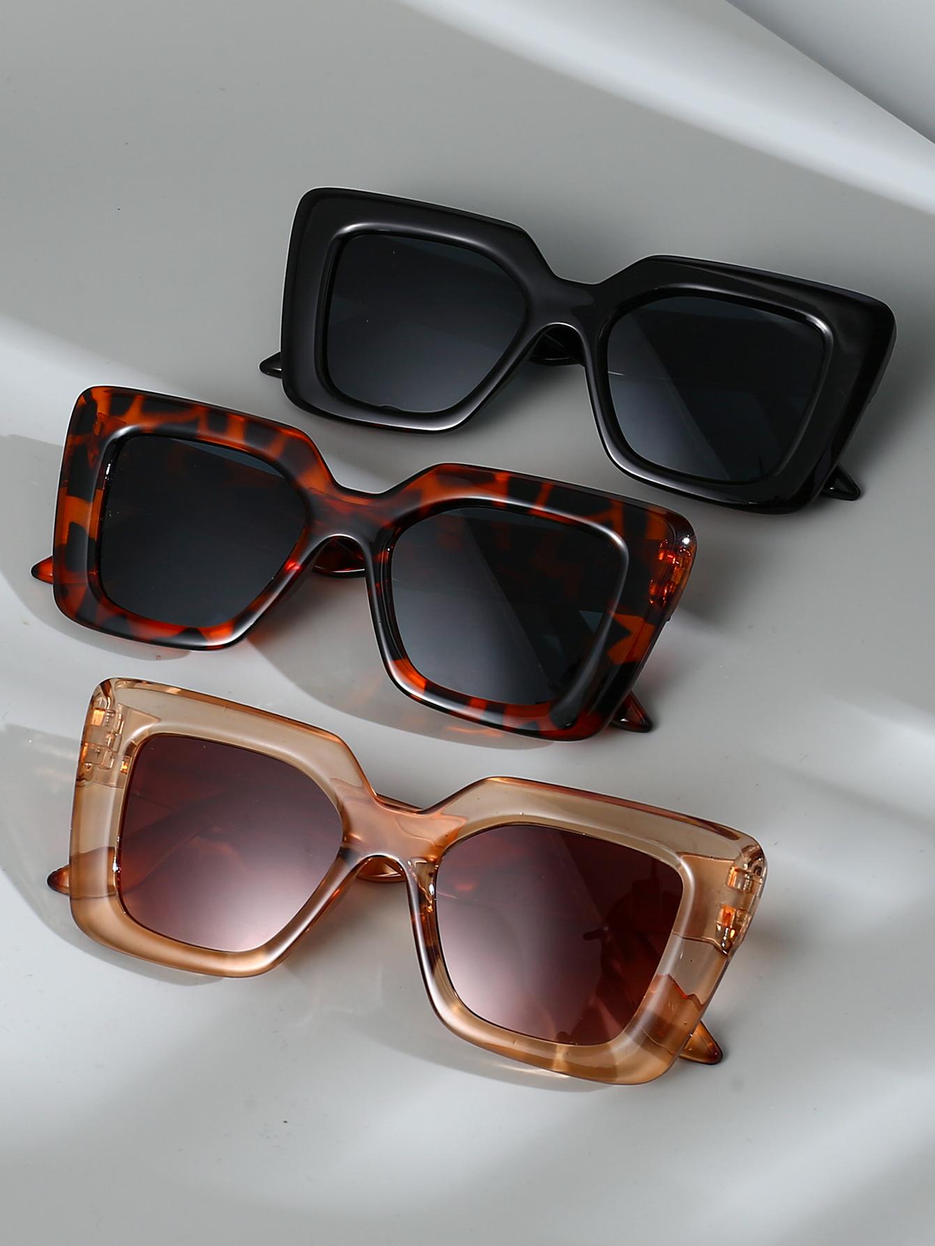 

3Pcs Fashionable Oversized Square Sunglasses Set, Suitable for Different Styles of Trendy Accessories, Driving, Outdoor Activiti
