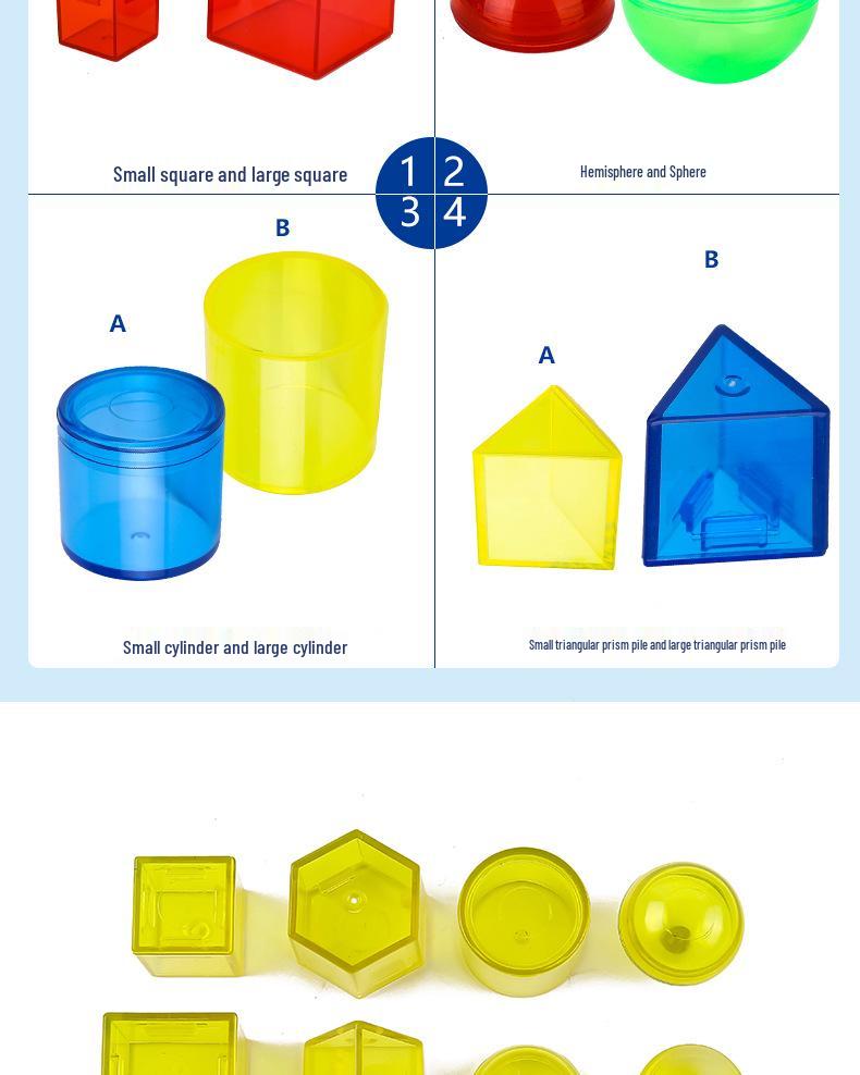 Transparent Building Blocks 10cm 3D Geometric Shapes Educational Toys for Early Cognitive Development