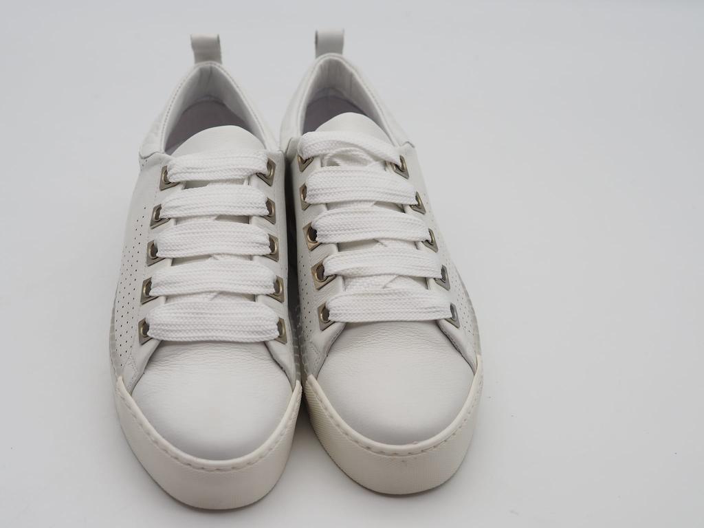 Bronx Women's White Lace-up Sneakers 38 3L4G8*