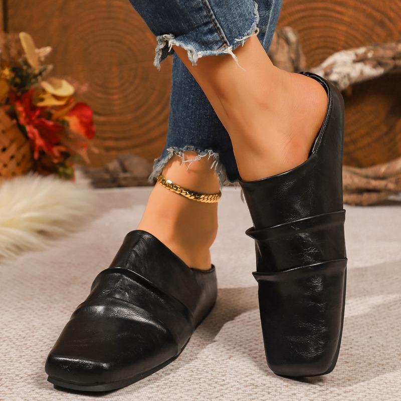 Fashion Niche Baotou Semi-slippers for Women's Outward Wear 2025 New French Retro All-match Interior Height-increasing Cool Mop