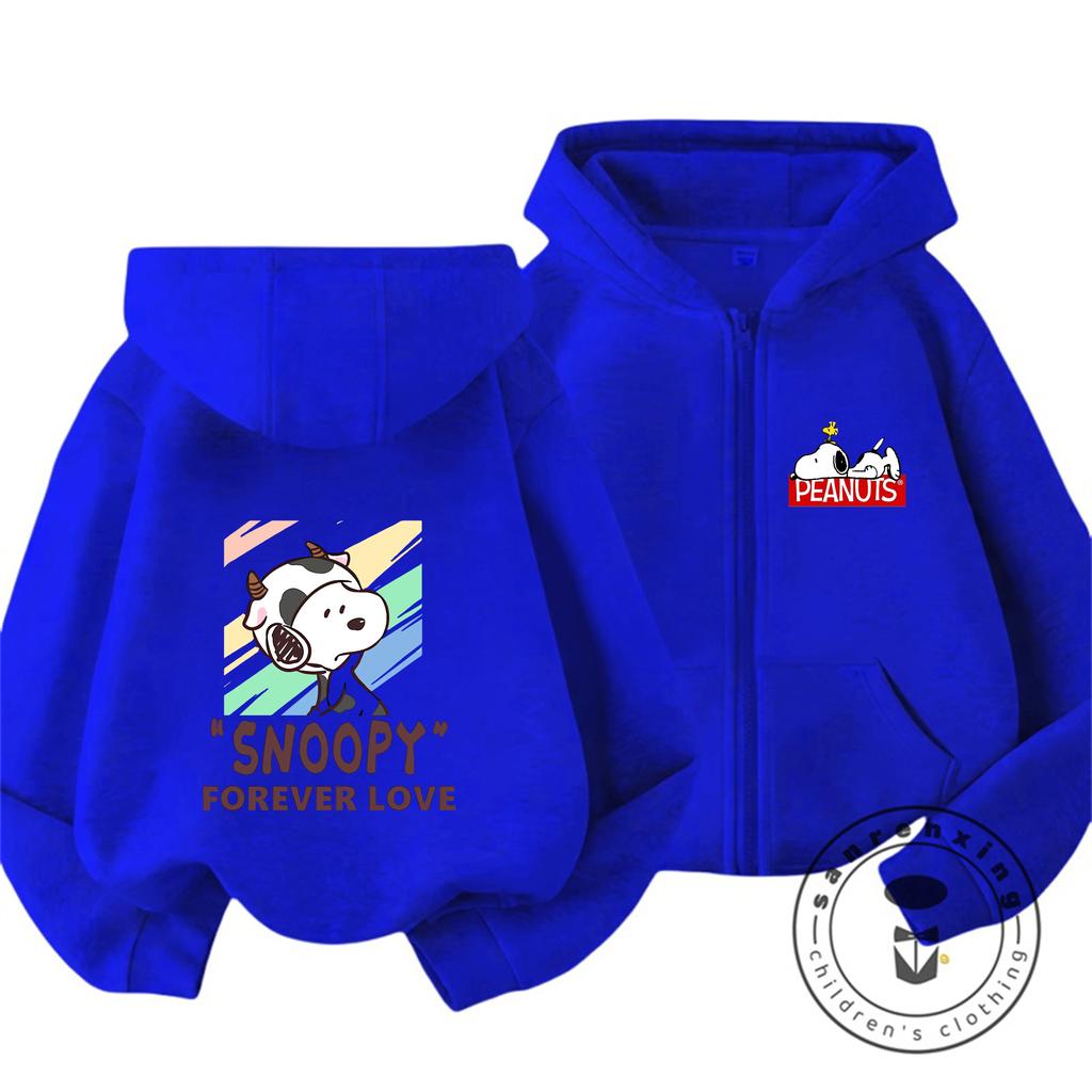 Winter Trendy Casual Zipper Hoodie Cute Cartoon Print Street Style Kids Hooded Top Snoopy Children 3 14
