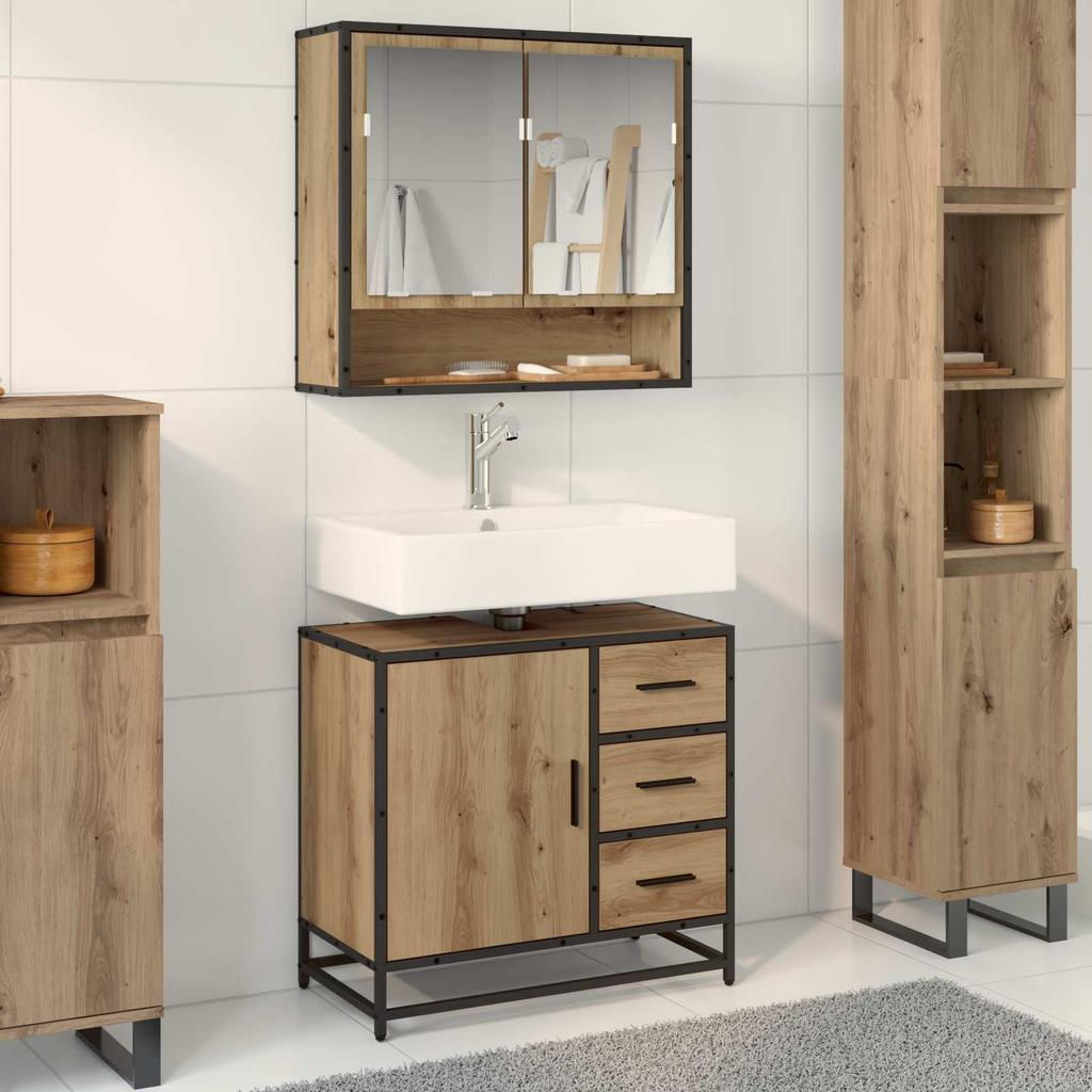 Bathroom Cabinet Artisan Oak 65 X 33 X 60 Cm Particleboard