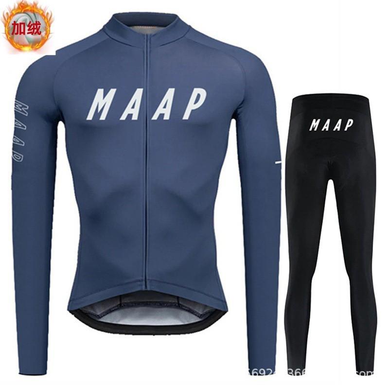 Set Maglia da Ciclismo Termica a Manica Lunga Bici da Strada Invernale Unisex Calda Foderata in Pile