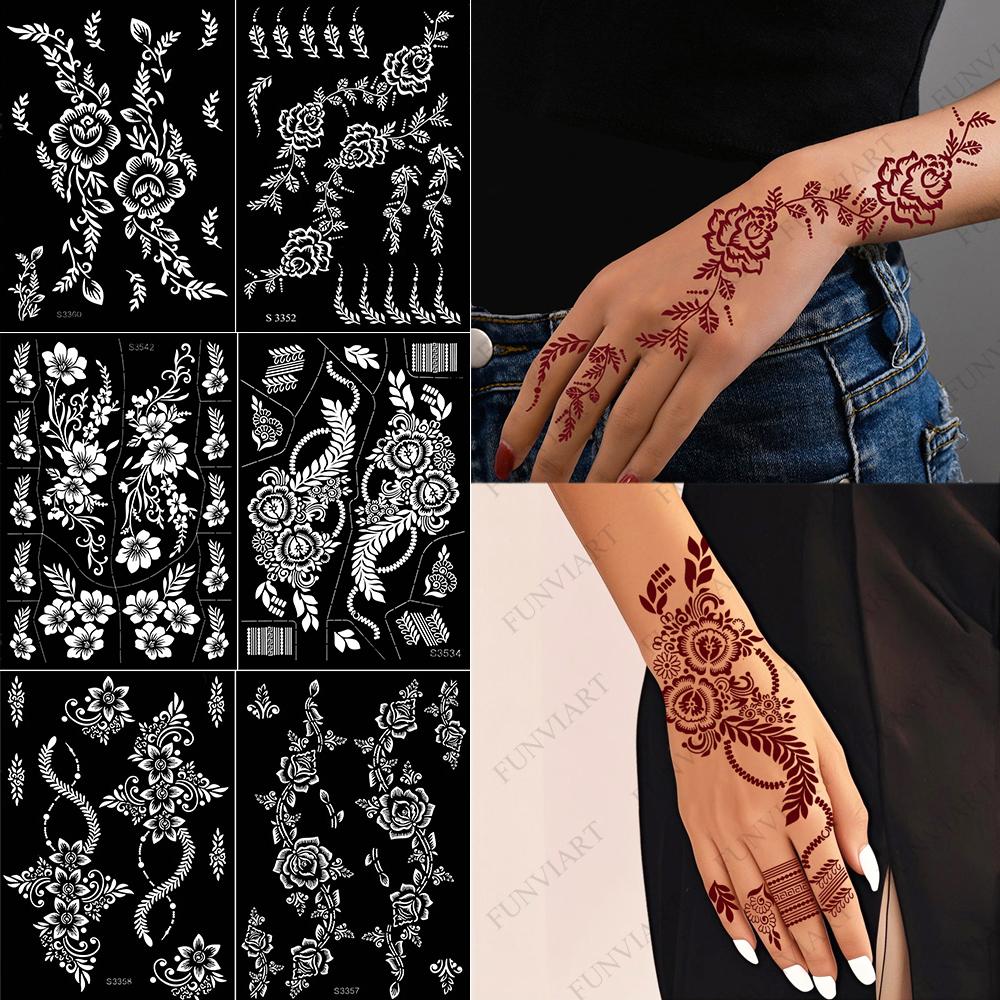 Hollow Tattoo Stencil Hand Painted Indian Henna Body Painting Tattoo Template Tattoo Stencil Stickers Festival Makeup Tool