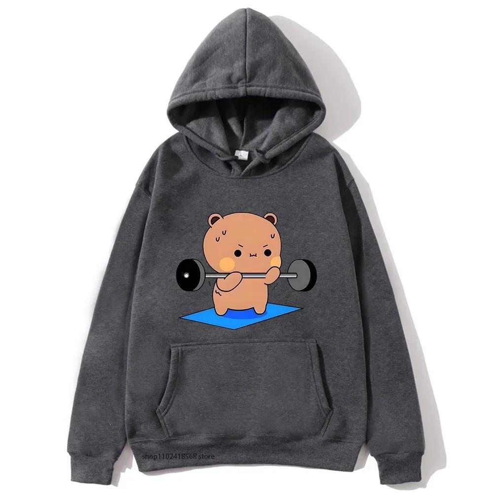 BuBu beobachtet DuDu Gewichtheben ist ein Turner Hoodie Pandabär Sweatshirt Paar Kleidung Männer Kawaii Frauen Tops