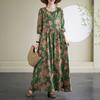 Travel Round Neck Vintage Long Skirt Flesh Covering Dresses