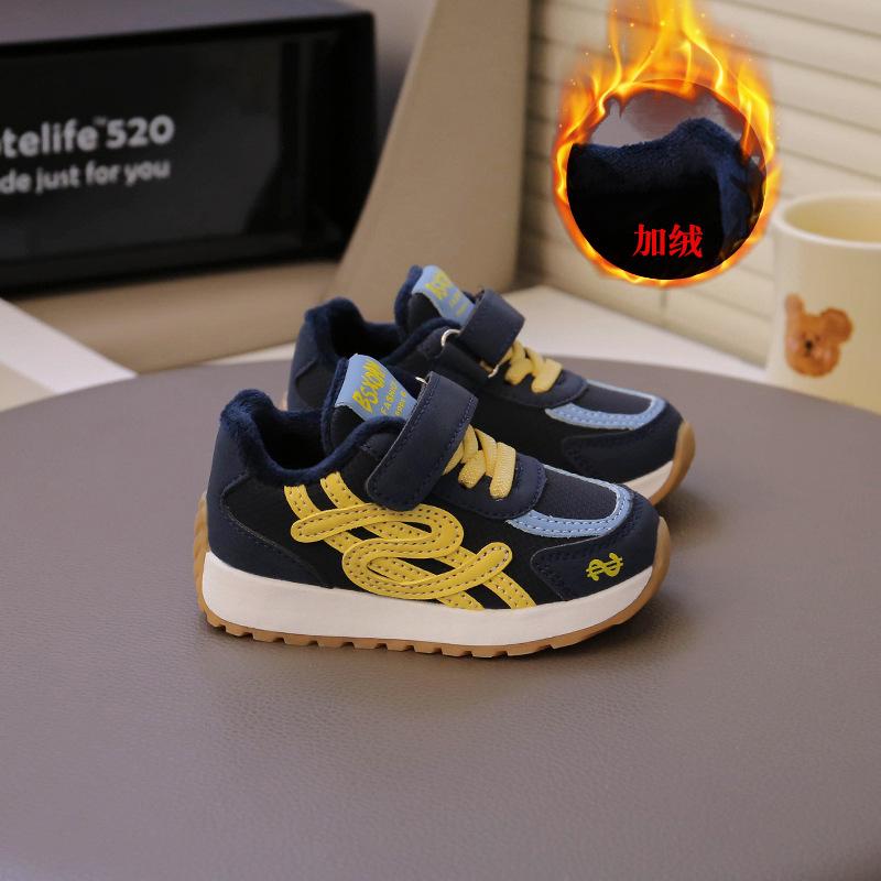 

Хлопковая обувь для девочек 2025 новая зимняя легкая детская спортивная обувь для бега на мягкой подошве, мужские непродуваемые кроссовки для пап 26 yards inner length 15.5cm синий