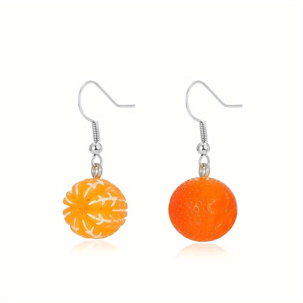 Fruit pendant earrings for women, fashionable and personalized creative colored orange earrings for Men's versatile earrings