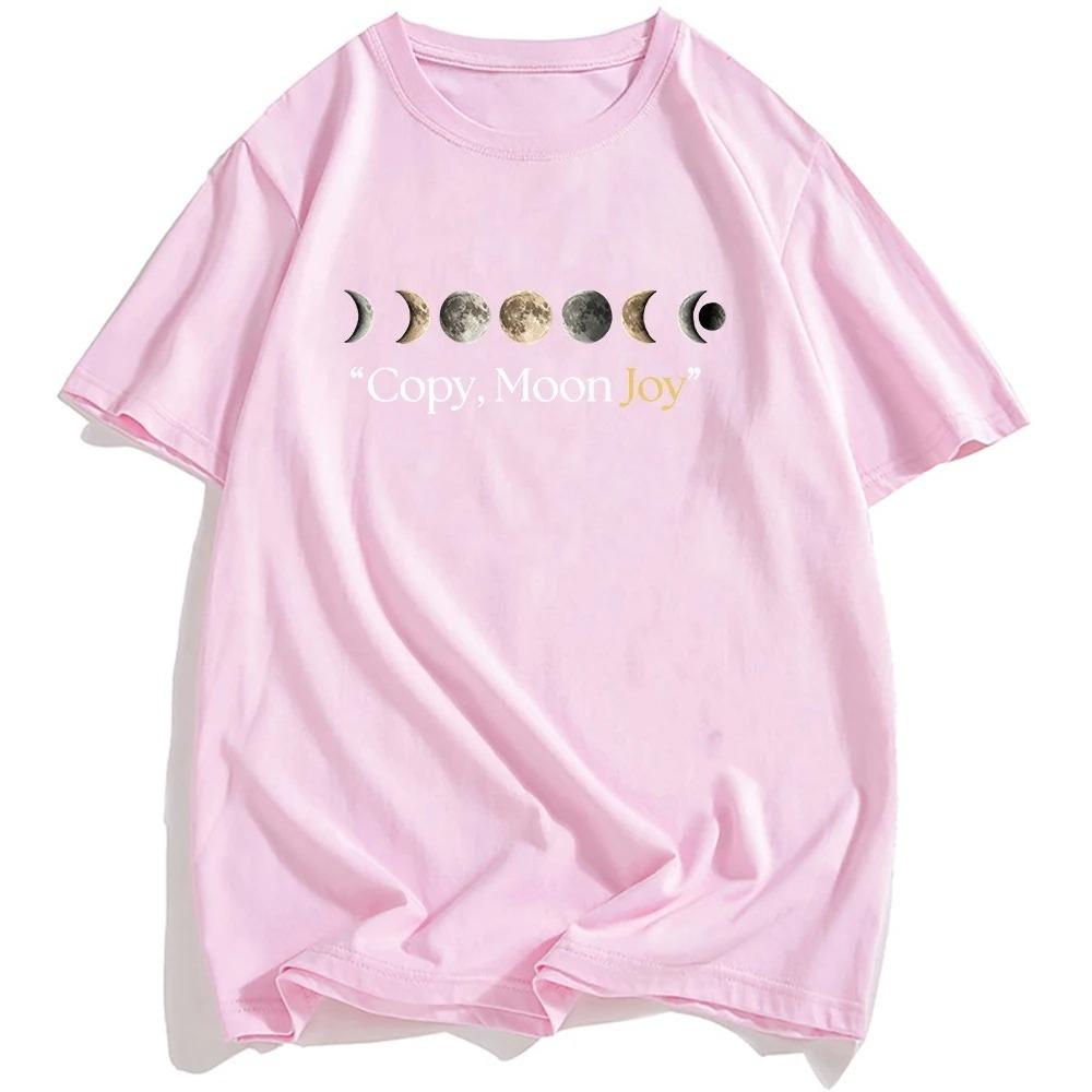 Short Sleeve Cotton Loose Tshirts Unisex Streetwear Copy Moon Joy Tshirt Design Graphic Printing Clothing Casual Summer Tees
