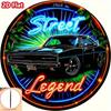 Vintage Neon Muscle Car 2D Flat Metal Art Sign 8x8 Inch Home Garage Decor